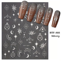Halloween 3D Nail Stickers Bronzing Sun Moon Star Christmas Gift