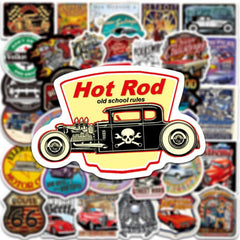 50pcs Retro Car Helmet Stickers for DIY Scrapbooking Skateboards