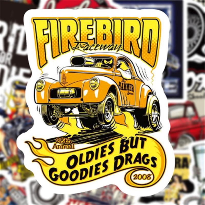 50pcs Retro Car Helmet Stickers for DIY Scrapbooking Skateboards