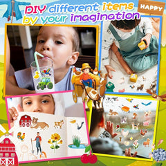 Reusable Sticker Books Farm 330 Stickers & 8 Scenes Educational Toys