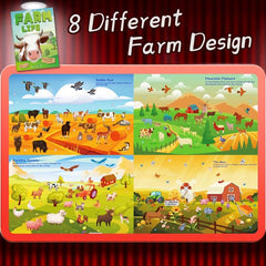 Reusable Sticker Books Farm 330 Stickers & 8 Scenes Educational Toys