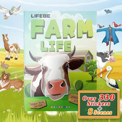 Reusable Sticker Books Farm 330 Stickers & 8 Scenes Educational Toys