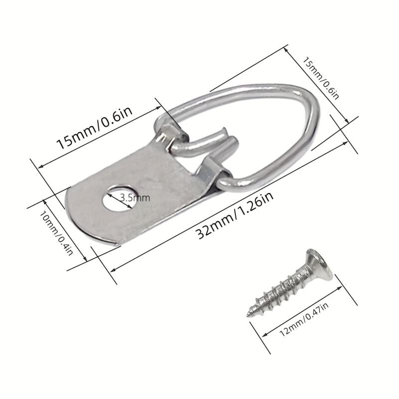 10pcs D Ring Picture Hangers With Screws For Hanging Artwork