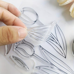 Tulip Plant Flowers Stamp for Card Making and Scrapbook Album