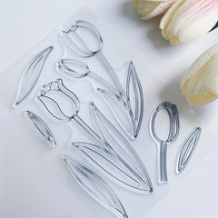 Tulip Plant Flowers Stamp for Card Making and Scrapbook Album