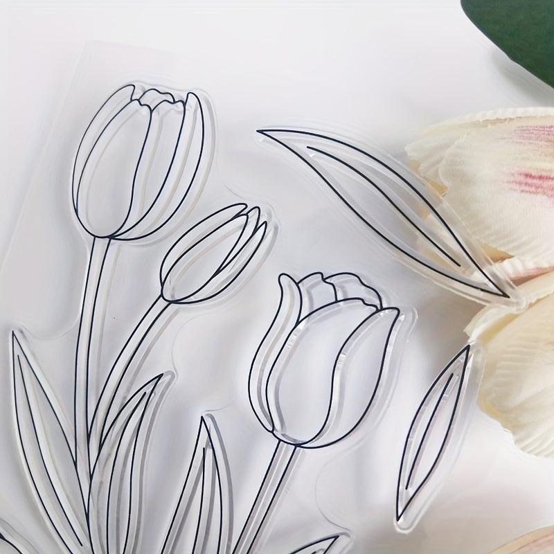 Tulip Plant Flowers Stamp for Card Making and Scrapbook Album