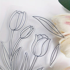 Tulip Plant Flowers Stamp for Card Making and Scrapbook Album
