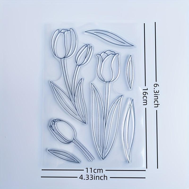 Tulip Plant Flowers Stamp for Card Making and Scrapbook Album