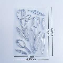 Tulip Plant Flowers Stamp for Card Making and Scrapbook Album