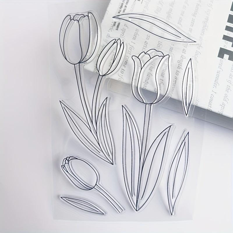 Tulip Plant Flowers Stamp for Card Making and Scrapbook Album