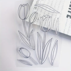 Tulip Plant Flowers Stamp for Card Making and Scrapbook Album