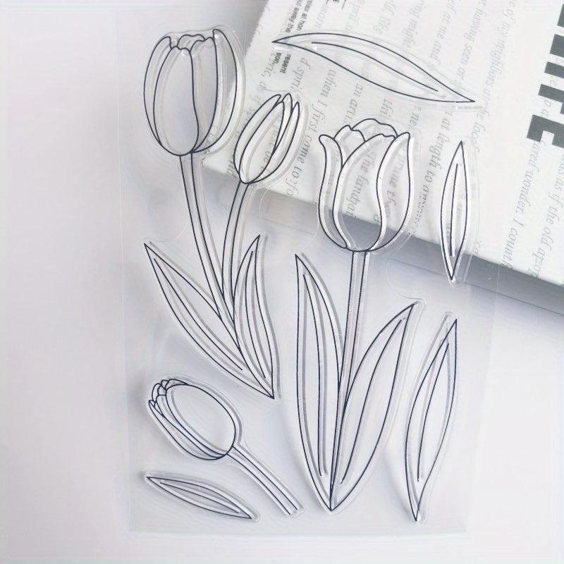Tulip Plant Flowers Stamp for Card Making and Scrapbook Album