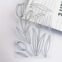 Tulip Plant Flowers Stamp for Card Making and Scrapbook Album