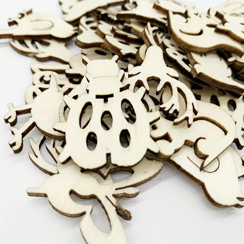 20pcs Natural Mini Wooden Crafts Ornaments DIY Unfinished Scenery