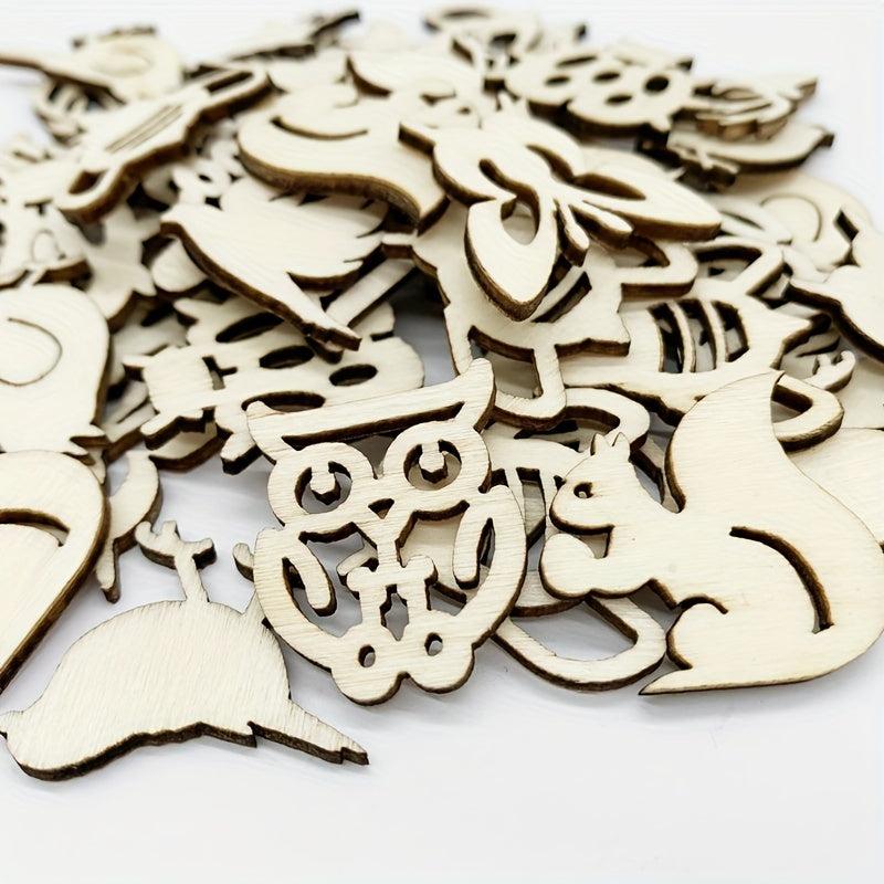 20pcs Natural Mini Wooden Crafts Ornaments DIY Unfinished Scenery