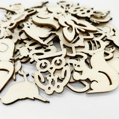 20pcs Natural Mini Wooden Crafts Ornaments DIY Unfinished Scenery