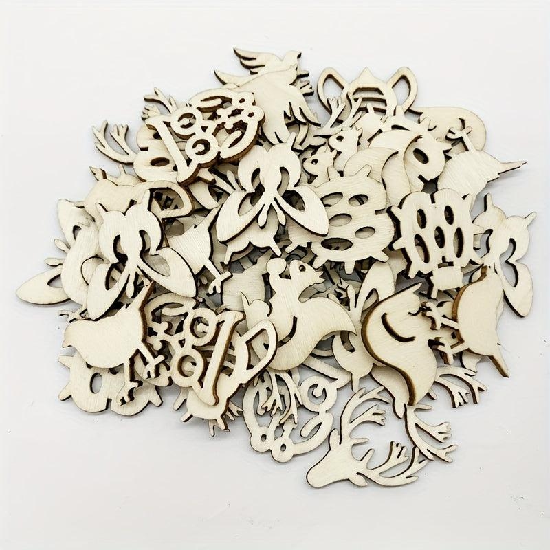 20pcs Natural Mini Wooden Crafts Ornaments DIY Unfinished Scenery
