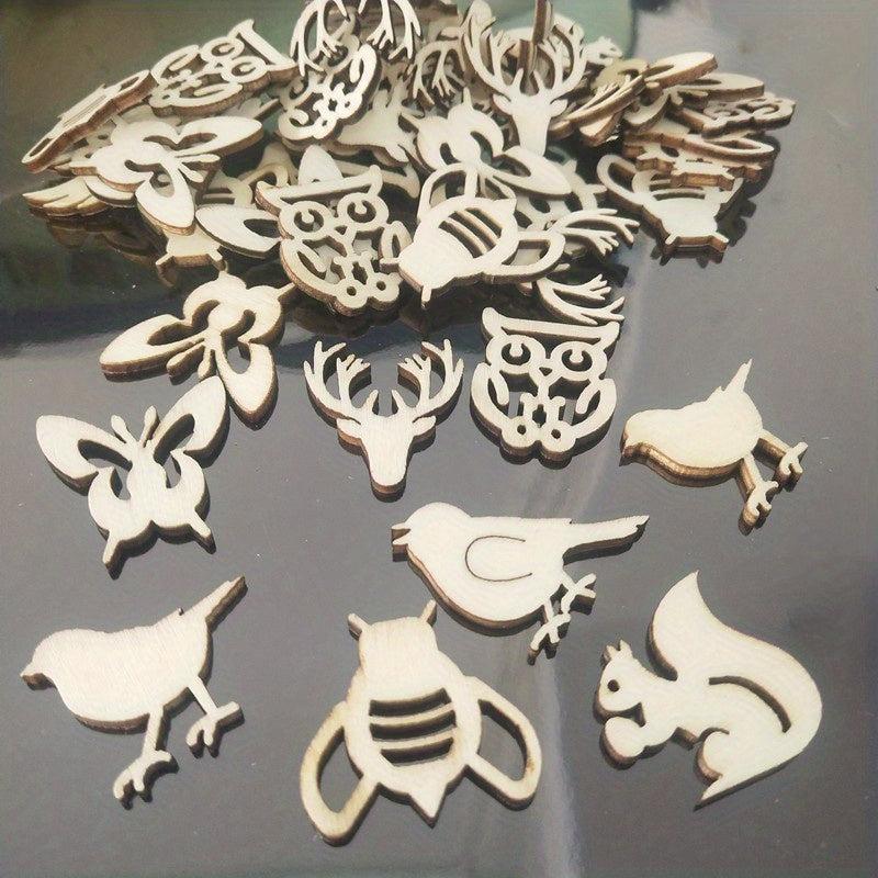 20pcs Natural Mini Wooden Crafts Ornaments DIY Unfinished Scenery