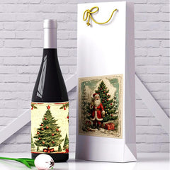 9pcs Retro Red Wine Bottle Stickers - Perfect for Christmas Holiday Party