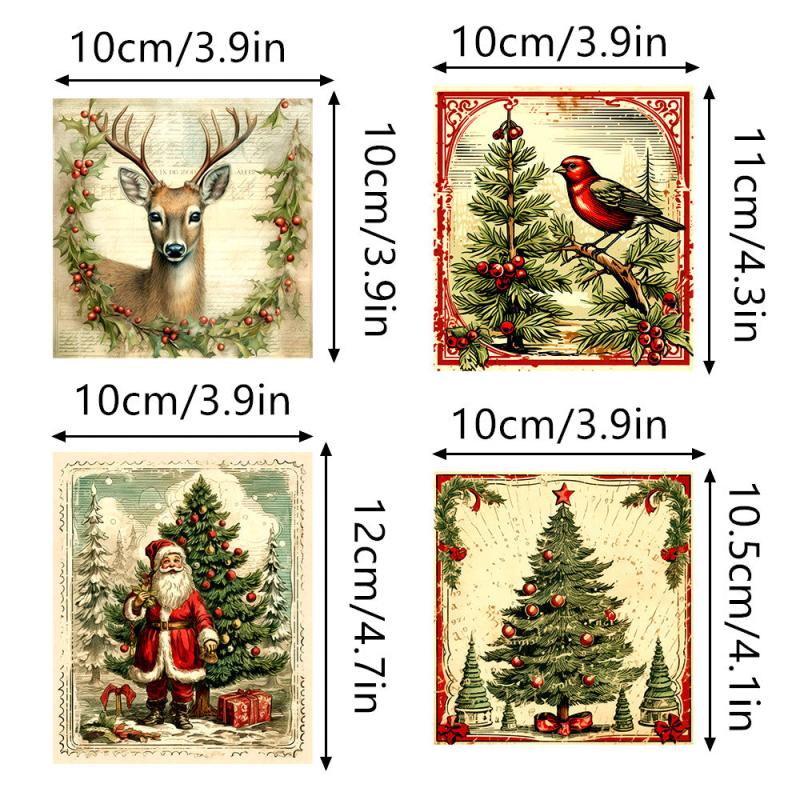 9pcs Retro Red Wine Bottle Stickers - Perfect for Christmas Holiday Party