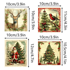 9pcs Retro Red Wine Bottle Stickers - Perfect for Christmas Holiday Party