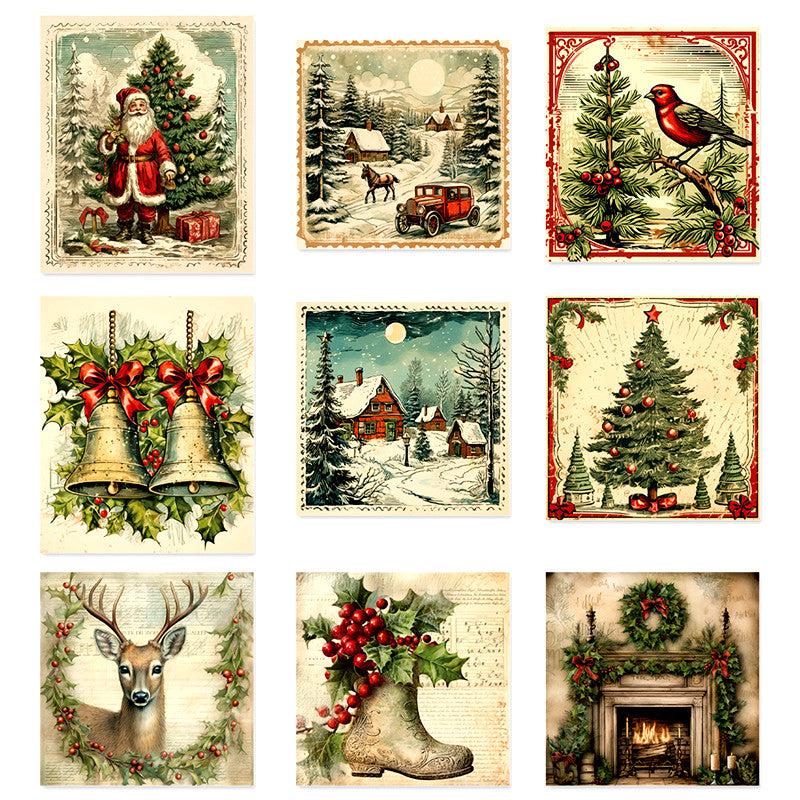 9pcs Retro Red Wine Bottle Stickers - Perfect for Christmas Holiday Party