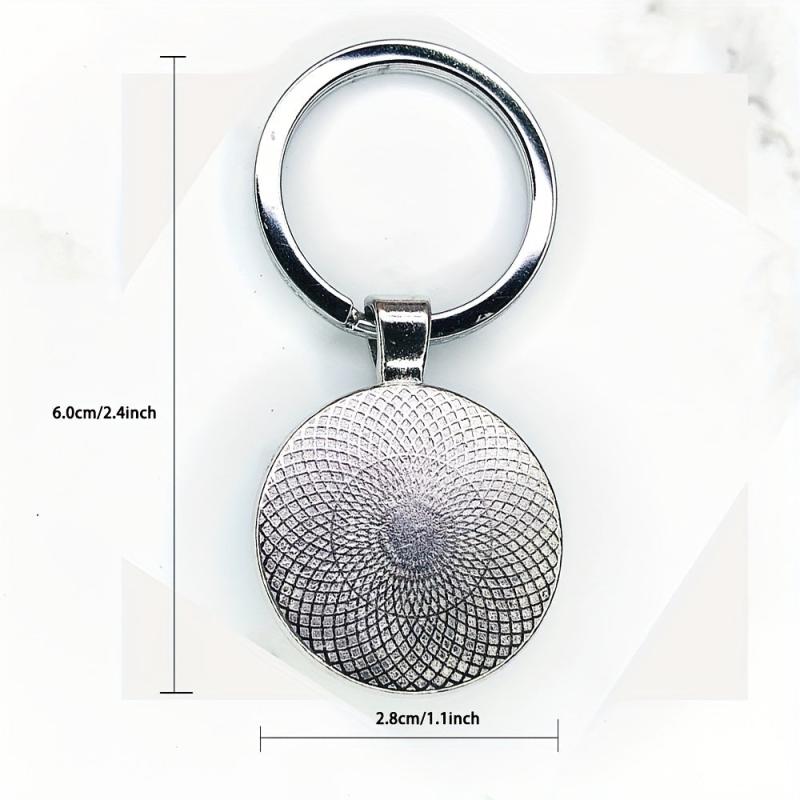 Letter A Alphabet Keychain Flowers Glass Keyring