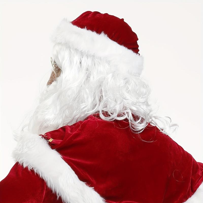 Christmas Santa Cosplay Wig Beard Hat Glasses Kit