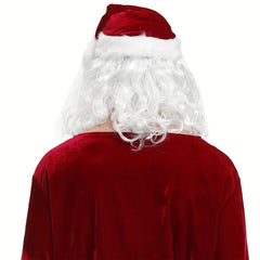 Christmas Santa Cosplay Wig Beard Hat Glasses Kit