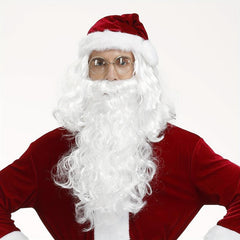 Christmas Santa Cosplay Wig Beard Hat Glasses Kit