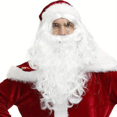 Christmas Santa Cosplay Wig Beard Hat Glasses Kit