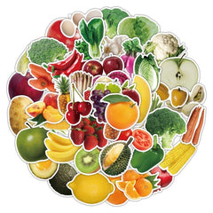 50pcs Fruits Vegetables Doodle Waterproof Sticker DIY Creative Toys Sticker