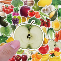 50pcs Fruits Vegetables Doodle Waterproof Sticker DIY Creative Toys Sticker