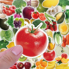 50pcs Fruits Vegetables Doodle Waterproof Sticker DIY Creative Toys Sticker