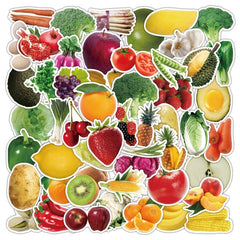50pcs Fruits Vegetables Doodle Waterproof Sticker DIY Creative Toys Sticker