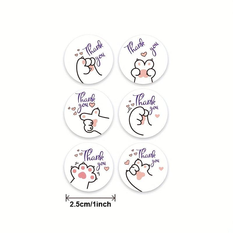 500 Cat Paw Thank You Stickers Personality Literary Labels Sealing Stickers