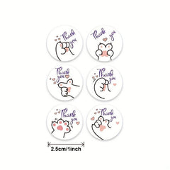500 Cat Paw Thank You Stickers Personality Literary Labels Sealing Stickers
