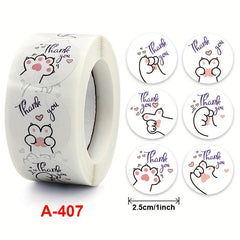 500 Cat Paw Thank You Stickers Personality Literary Labels Sealing Stickers