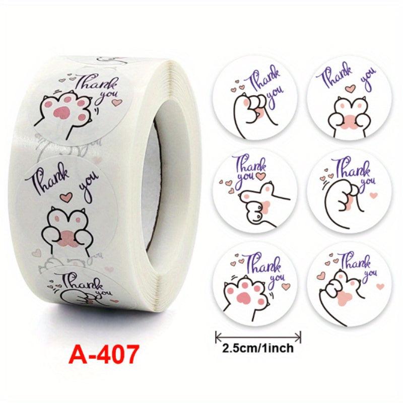 500 Cat Paw Thank You Stickers Personality Literary Labels Sealing Stickers