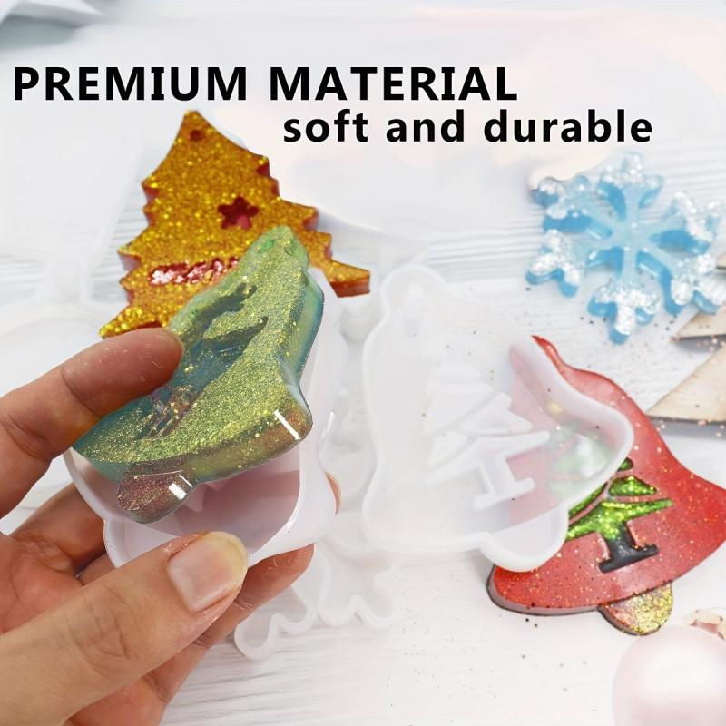 4pcs Christmas Resin Molds for Ornaments Wax Casting Pendant Mold