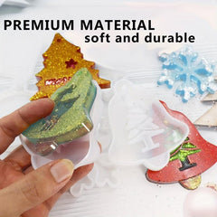 4pcs Christmas Resin Molds for Ornaments Wax Casting Pendant Mold