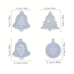 4pcs Christmas Resin Molds for Ornaments Wax Casting Pendant Mold