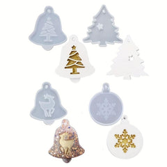 4pcs Christmas Resin Molds for Ornaments Wax Casting Pendant Mold