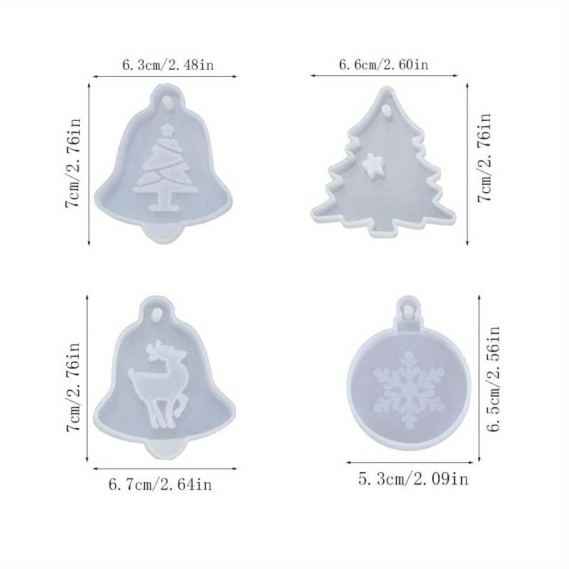4pcs Christmas Resin Molds for Ornaments Wax Casting Pendant Mold