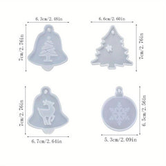 4pcs Christmas Resin Molds for Ornaments Wax Casting Pendant Mold