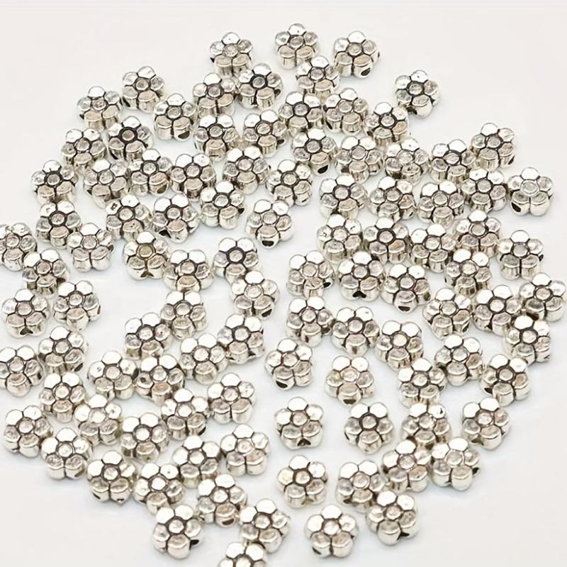 50pcs Antique Silver Flower Beads 5mm Daisy Metal Spacer Beads