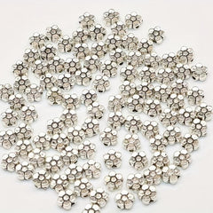 50pcs Antique Silver Flower Beads 5mm Daisy Metal Spacer Beads