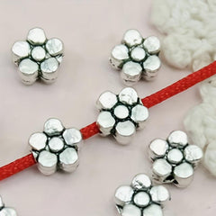 50pcs Antique Silver Flower Beads 5mm Daisy Metal Spacer Beads