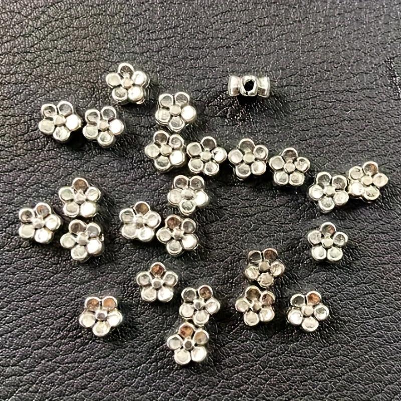 50pcs Antique Silver Flower Beads 5mm Daisy Metal Spacer Beads