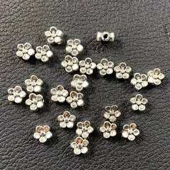 50pcs Antique Silver Flower Beads 5mm Daisy Metal Spacer Beads